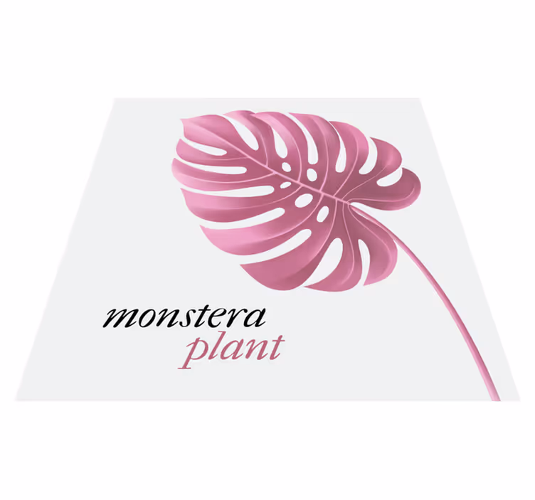 Vaaleanpunainen minimalistinen monstera vinyylimatto - Tenstickers