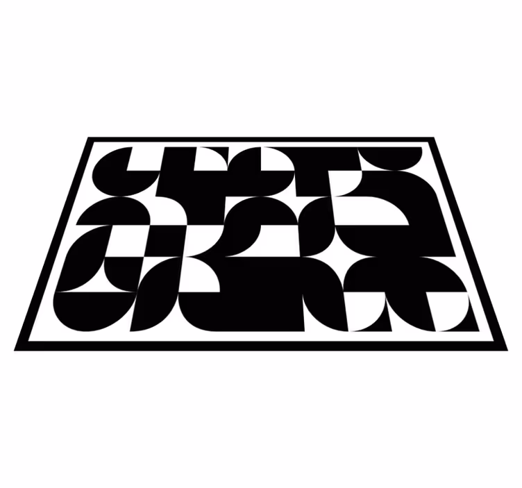 Musta ympyrägeometrinen taidekuvio vinyylimatto - Tenstickers