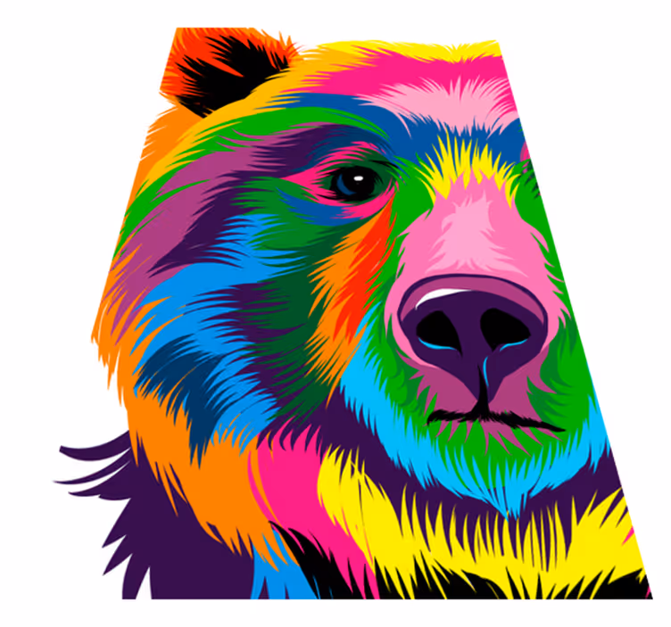 Värikäs karhu geometrinen vinyylimatto - Tenstickers