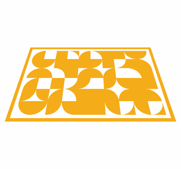 Keltainen ympyrägeometrinen taidekuvio vinyylimatto - Tenstickers