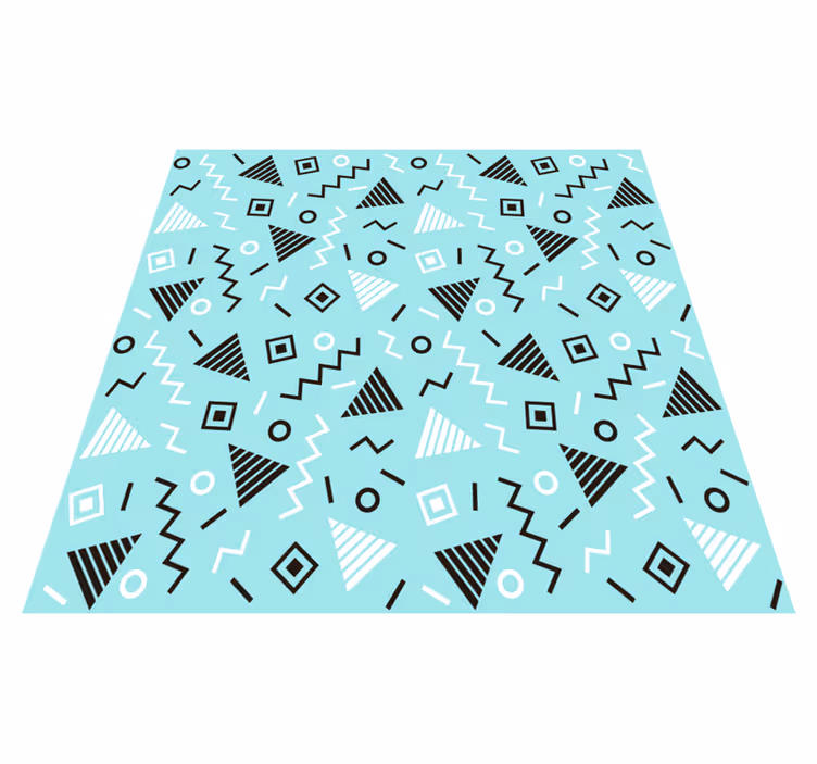Geometrinen vinyylimatto 80-luvun memphis-tyylillä - Tenstickers