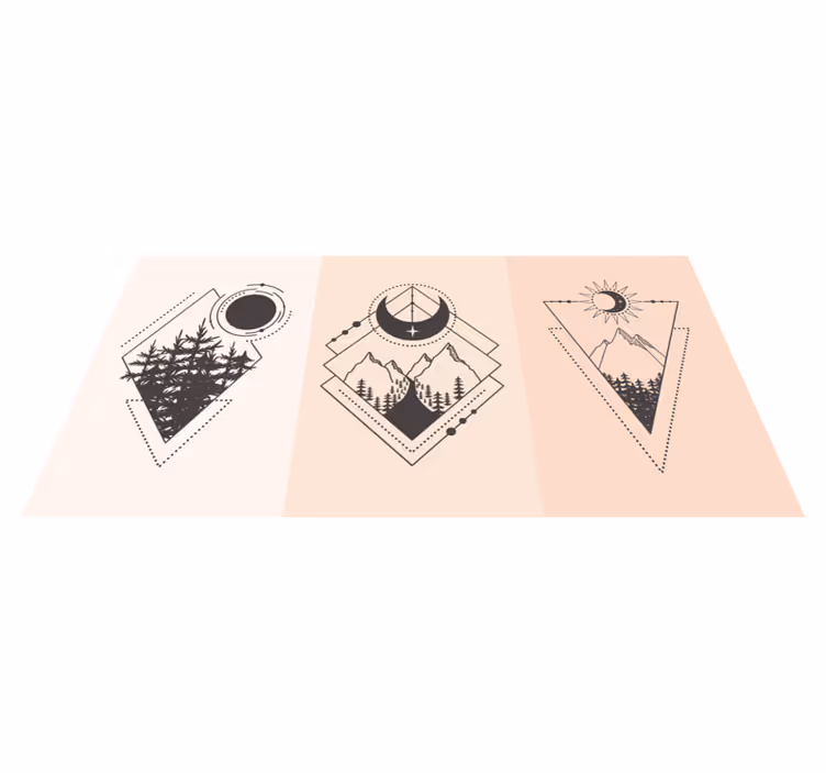 Geometrinen puu ja kuu vinyylimatto - Tenstickers