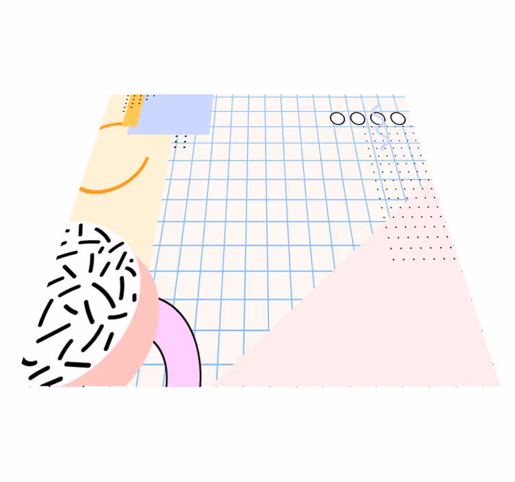80-luvun abstraktit värikentät geometrinen vinyylimatto - Tenstickers