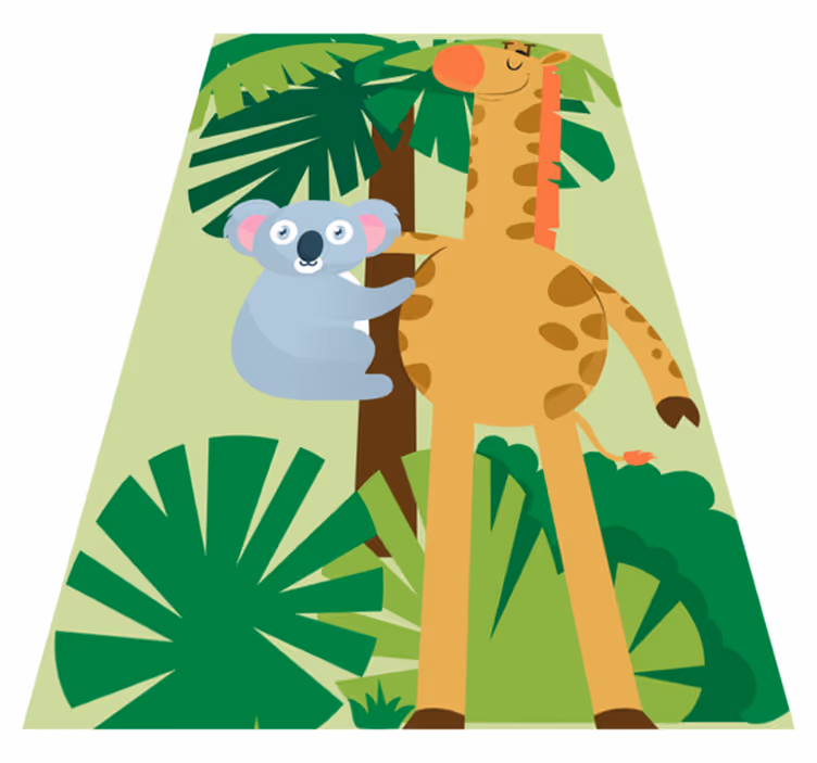 Koalat halimassa kirahvia lastenhuoneen vinyylimatto - Tenstickers