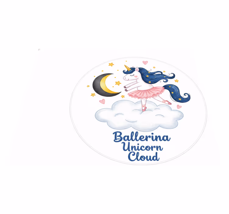 Ballerina yksisarvinen pilvellä lastenhuone vinyylimatto - Tenstickers