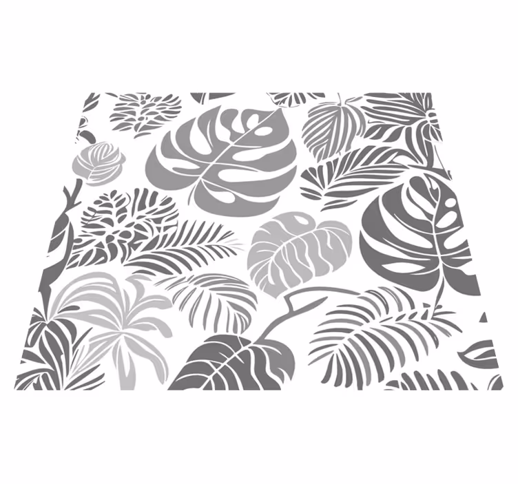 Harmaa vinyylimatto monstera-lehtikuvioilla - Tenstickers