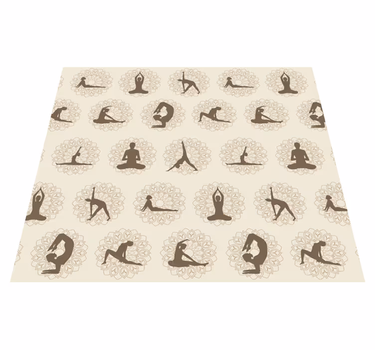 Beige vinyylimatto ruskeat joogaikonit - Tenstickers