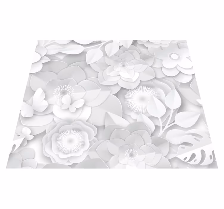 3d valkoiset kukat vinyylimatto - Tenstickers