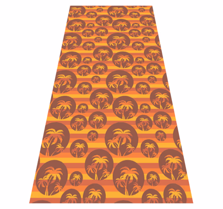 Retro auringonlasku ja palmut vinyylimatto - Tenstickers