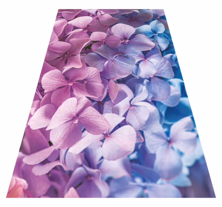 Violetti vinyylimatto monenlaisilla hortensioilla - Tenstickers
