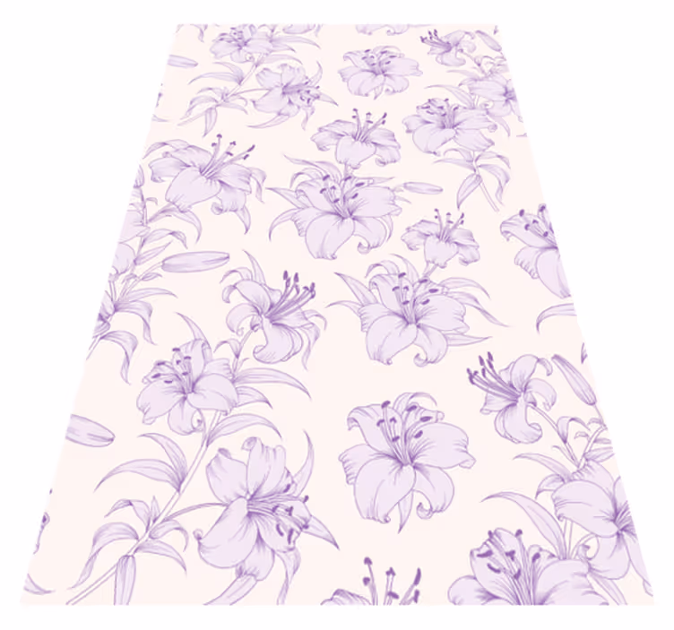 Violetti vinyylimatto kukkivat liljat -kuosisella designilla - Tenstickers