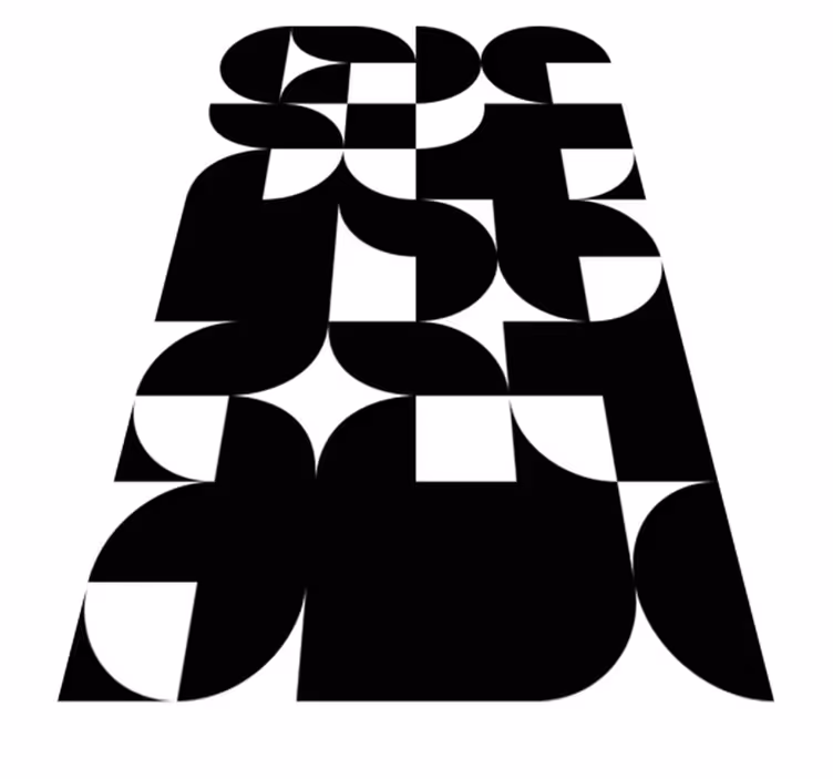 Musta vinyylimatto ympyrägeometrisella taideteemalla - Tenstickers