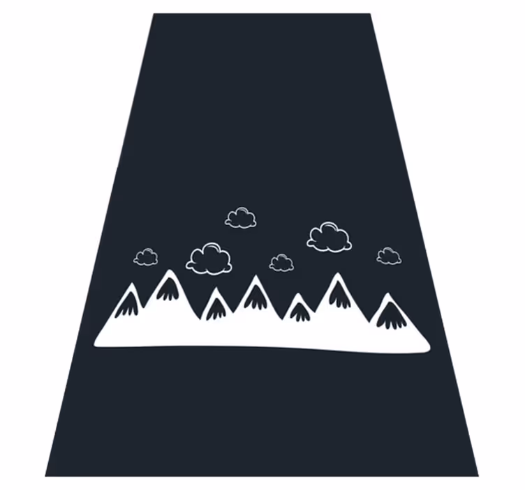 Musta vinyylimatto käsin piirretyillä vuorilla ja pilvillä - Tenstickers