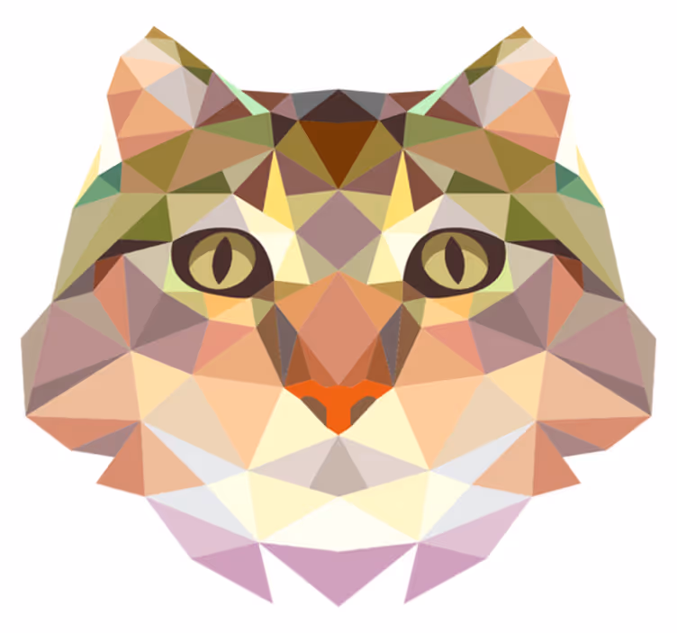 Hämmästyttävä geometrinen kissan muotoinen vinyylimatto - Tenstickers