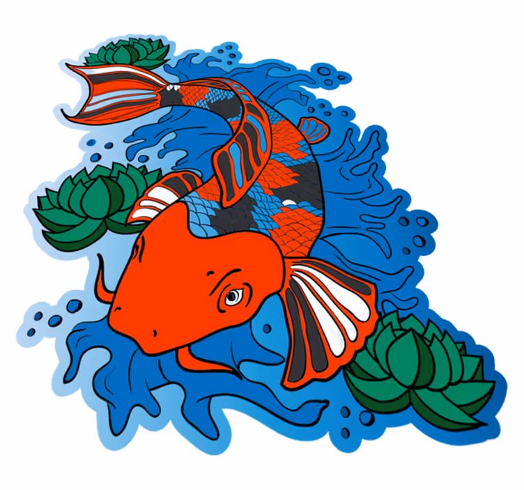 Koi kala design eläinvinyyli matto - Tenstickers