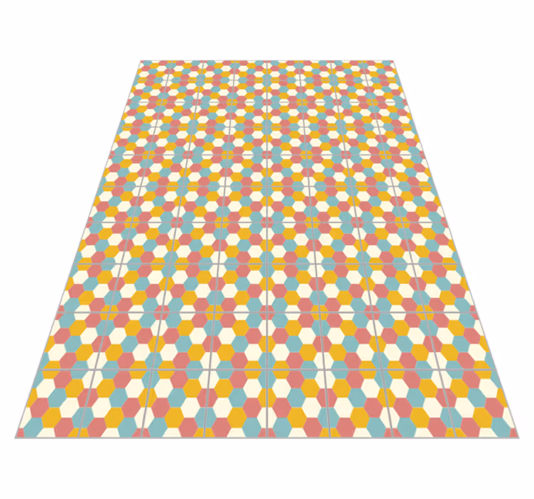 Värikäs kuusikulmio geometrinen vinyyli matto - Tenstickers
