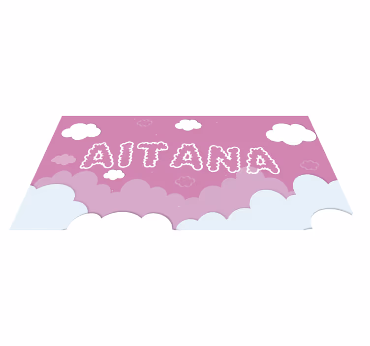 Custom Cloudy Name Floorpiece Vauvan huoneen vinyylimatto - Tenstickers