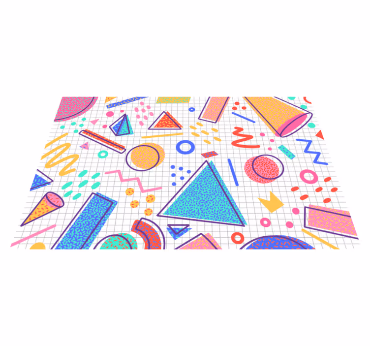 Värikkäitä geometrisia muotoja moderni vinyylimatto - Tenstickers