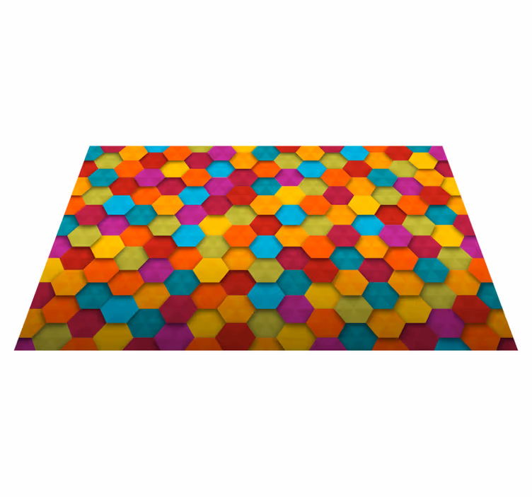 Värikäs kuusikulmainen geometrinen vinyylimatto - Tenstickers