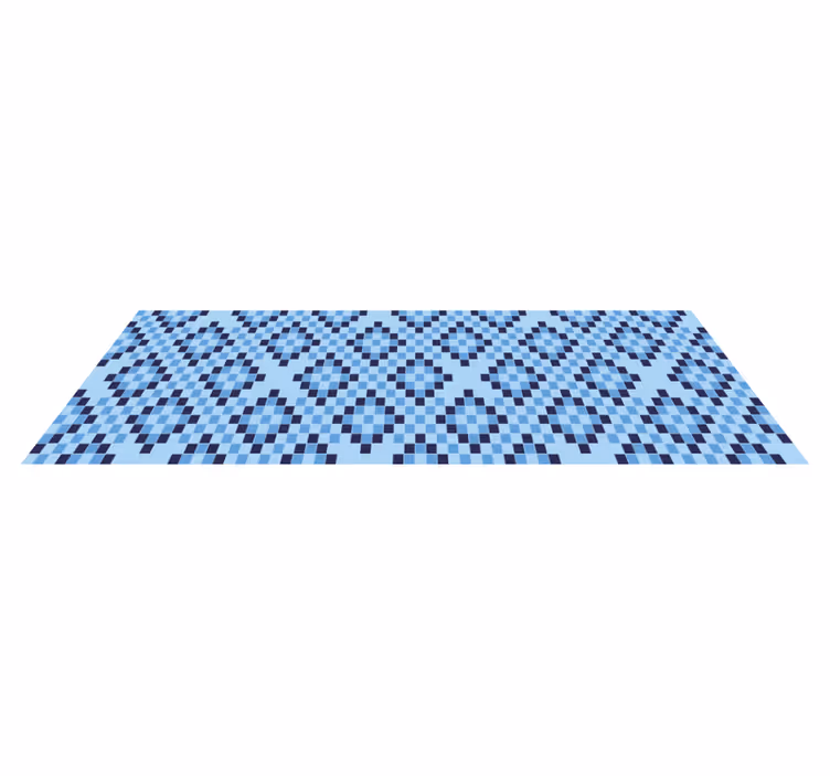 Geometrinen sininen pikselikuvio vinyylimatto geometrinen - Tenstickers