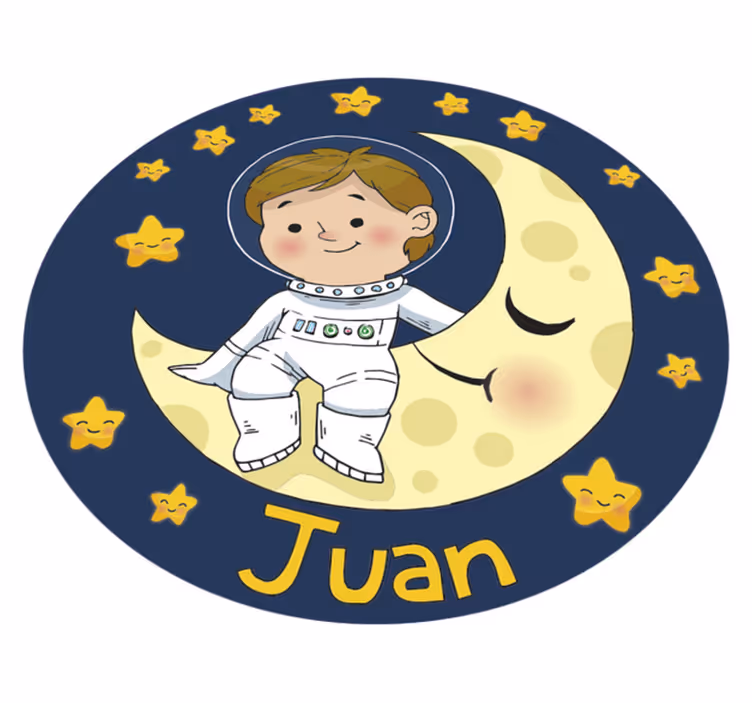 Poika-astronautti nimellä lapset vinyylimatto - Tenstickers