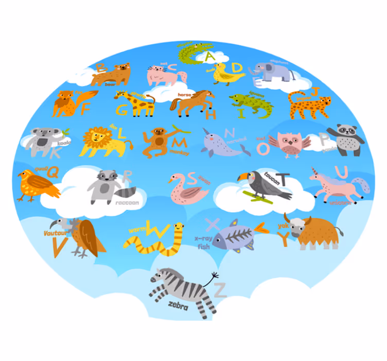 Pyöreä englantilainen vinyyliaakkosmatto - Tenstickers