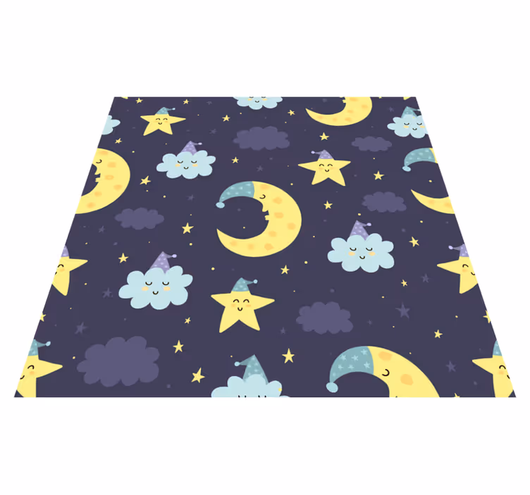 Upea tähti ja moon kids vinyyli matto - Tenstickers