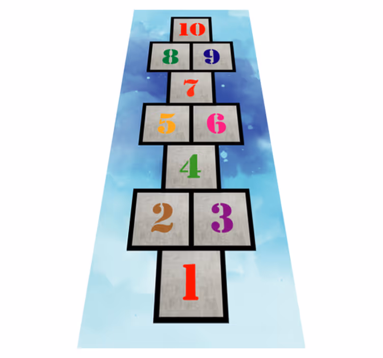 Lapsuuden hopscotch-vinyylimattopeli - Tenstickers