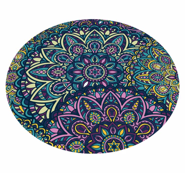 Ihmeellinen pyöreä koostumus mandala vinyyli matto - Tenstickers
