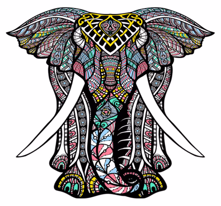 Ihana elefantti mandala vinyyli matto - Tenstickers
