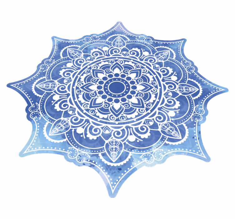 Upea sininen akvarelli mandala vinyyli matto - Tenstickers