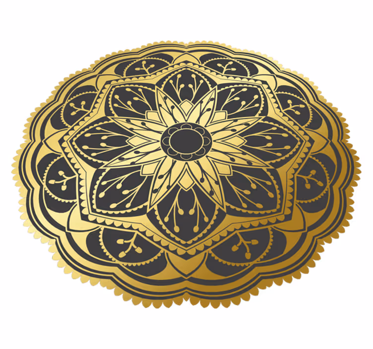 Kultainen vaikutus kukka mandala vinyyli matto - Tenstickers