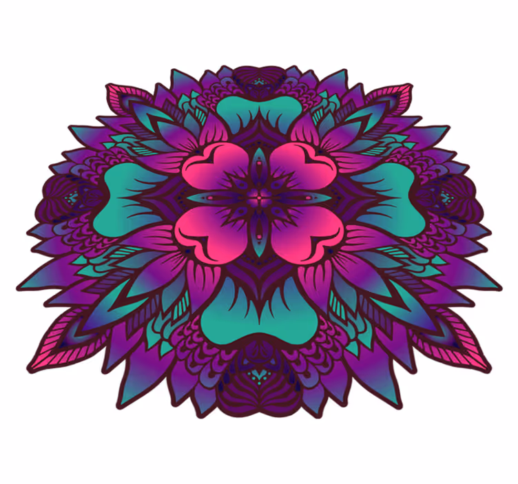 Kukka mandala lila ja violetti vinyyli matto - Tenstickers