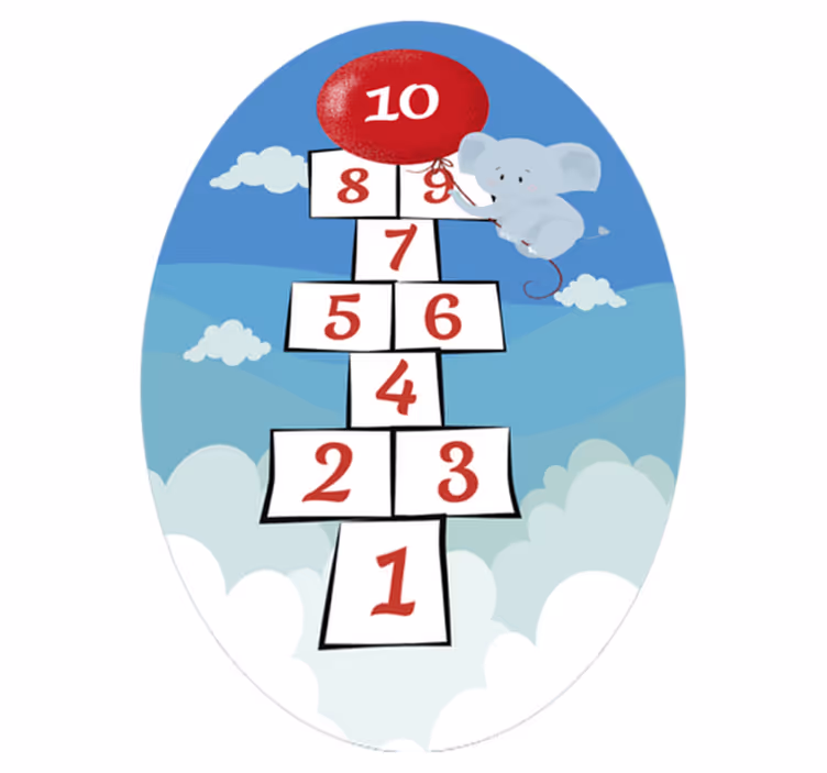 Norsu hopscotch -pelin vinyylimatto - Tenstickers