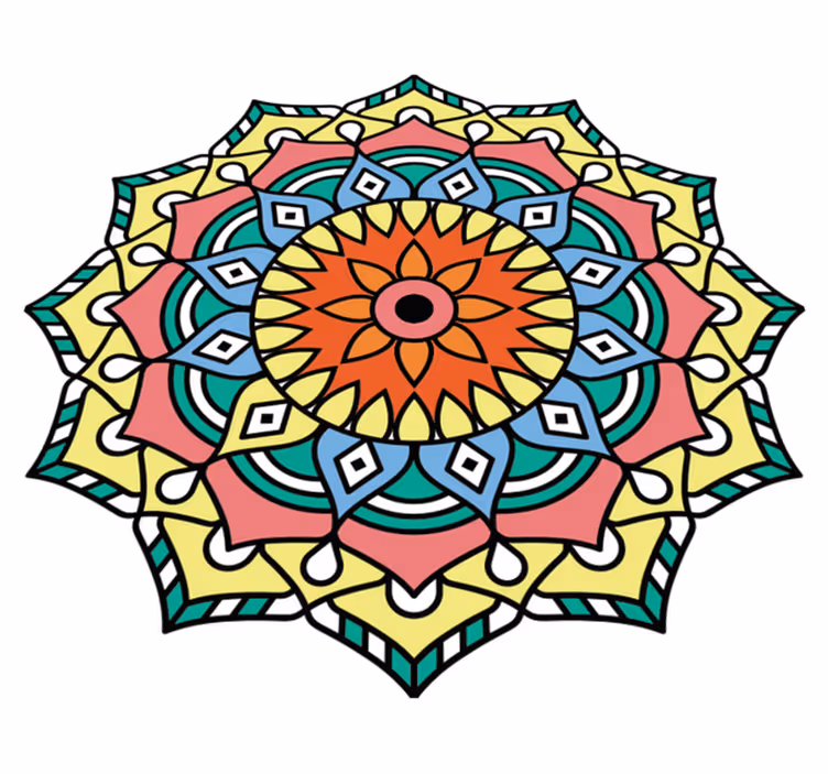 Värikäs mandala kukka muotoinen vinyyli matto - Tenstickers
