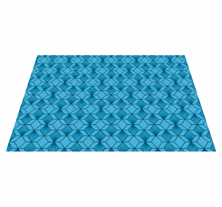 Sininen kuutio geometrinen vinyylimatto - Tenstickers