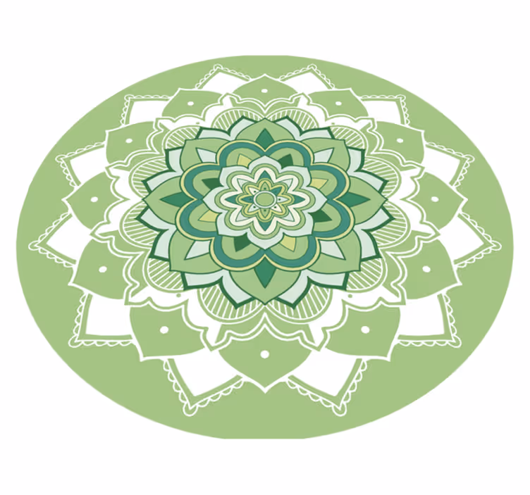 Vihreä kukka mandala vinyyli matto - Tenstickers