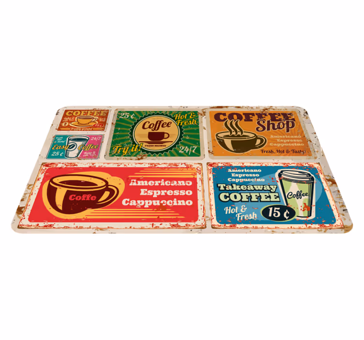 Amerikkalainen kahvi vintage vinyyli mattoja - Tenstickers