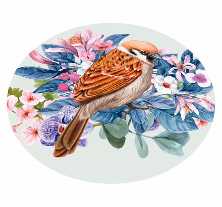 Upea pyöreä lintuvinyylimatto - Tenstickers