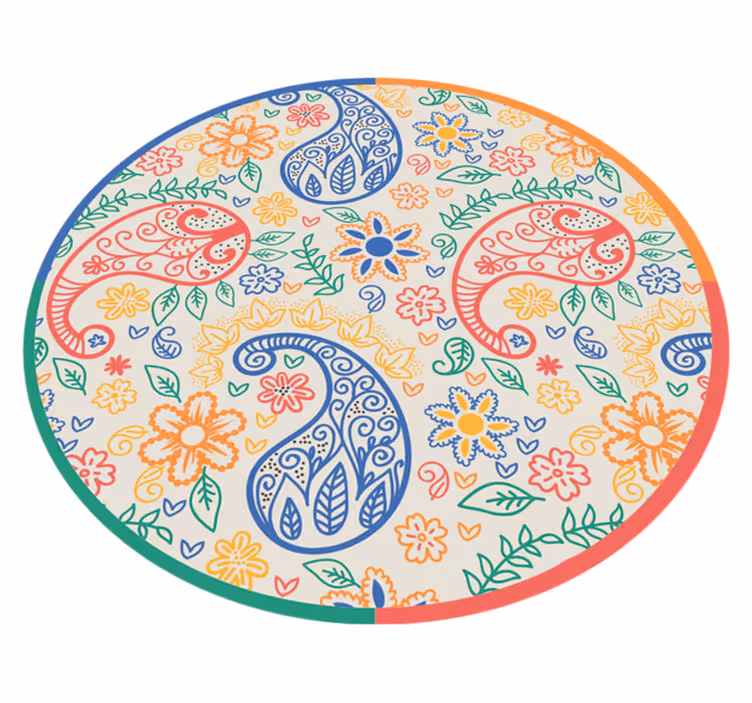 Kukkaisia paisley-aiheita kukka vinyylimatto - Tenstickers