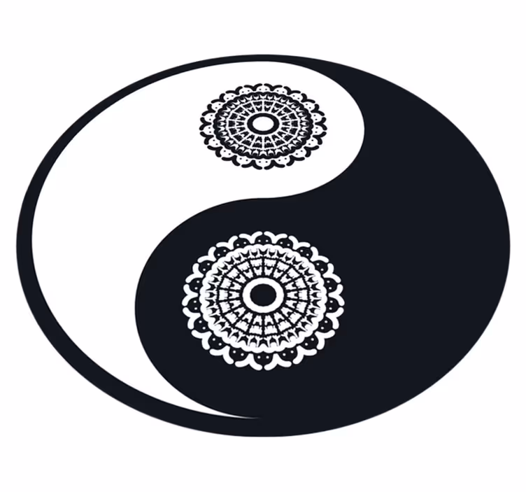 Upea ying yang paisley vinyylimatto olohuoneeseen - Tenstickers