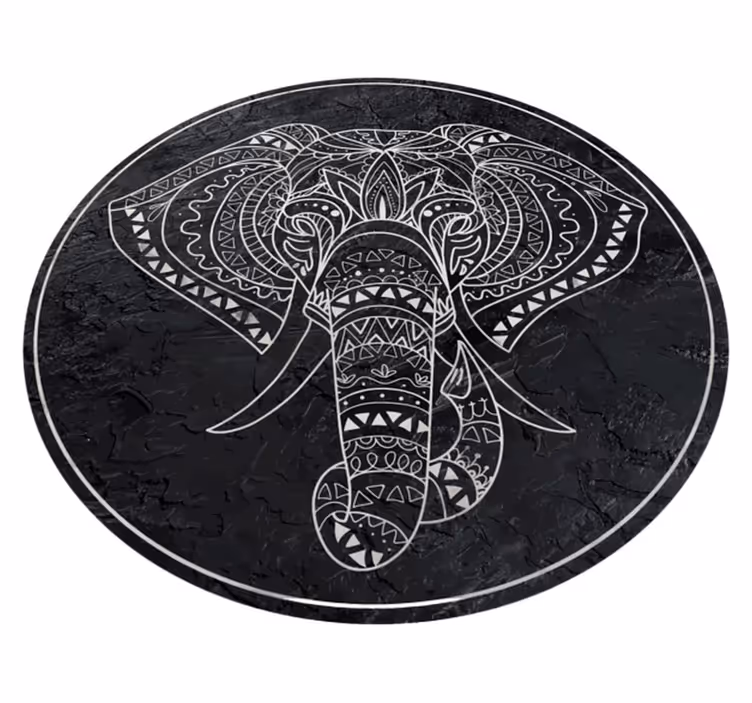 Norsun muotoinen marmorinen rakenne vinyylimatto mandala - Tenstickers