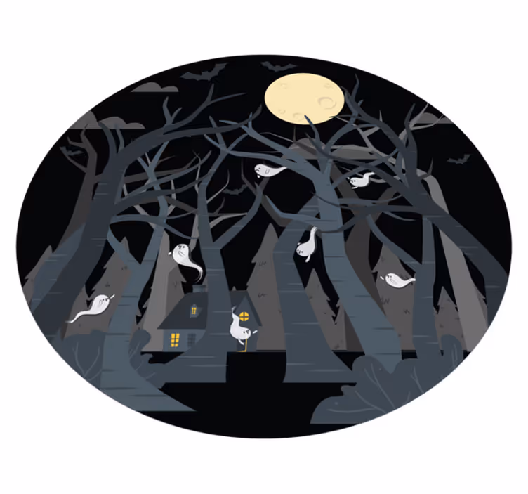 Pelottava metsämaisema halloween vinyylimatto - Tenstickers