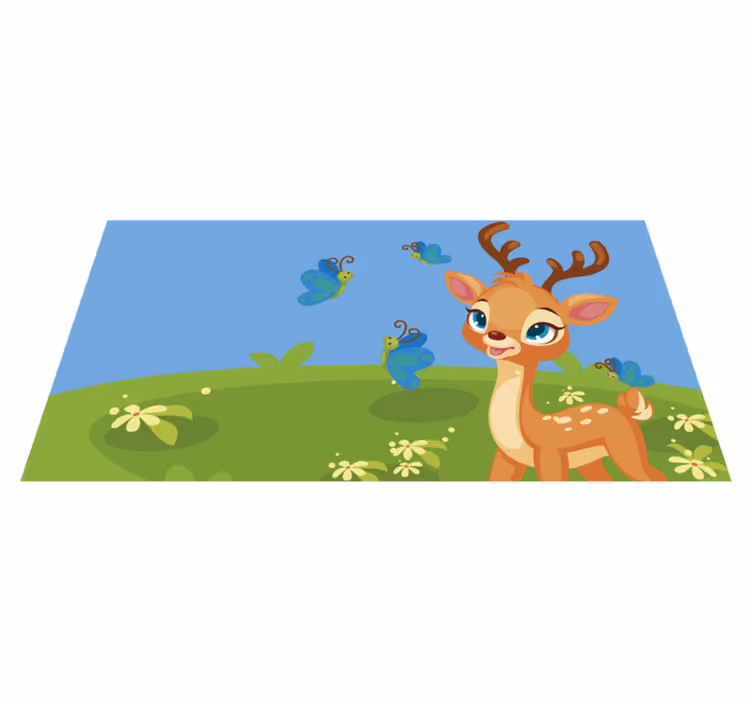 Fawn niitty kohtaus lastenhuone vinyylimatto - Tenstickers