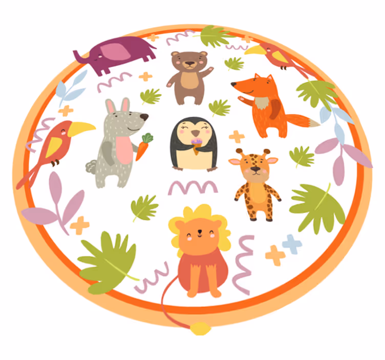 Söpö sarjakuva eläintarha eläimiä eläin vinyylimatto - Tenstickers