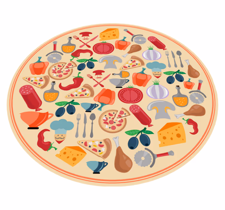 Italialaisen ruoan kuvakkeet teinille vinyylimatto - Tenstickers