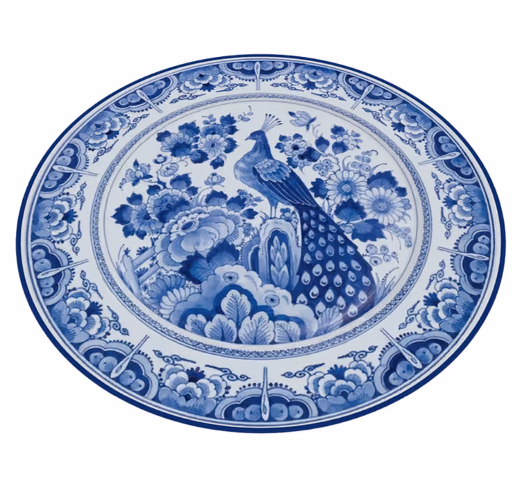 Delftware riikinkukko laatta vinyylimatto - Tenstickers