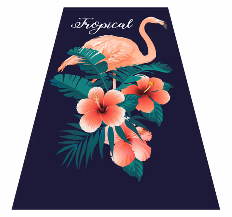 Trooppinen flamingo musta eläin vinyylimatto - Tenstickers