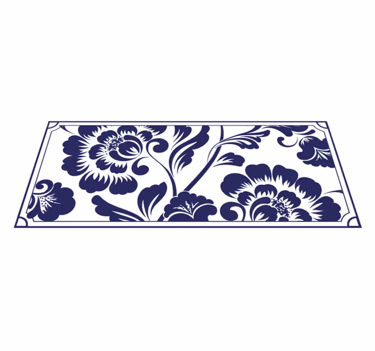 Mustavalkoiset ruusukkeet vinyylimatto retro - Tenstickers