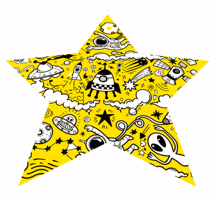 Alien doodle tähti lastenhuone vinyylimatto - Tenstickers